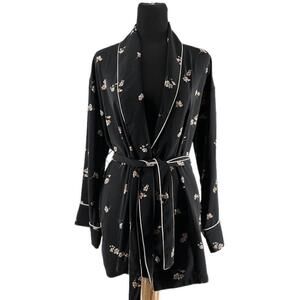 Oak + Fort kimono style coat robe floral elegant girlie career casual sz xs